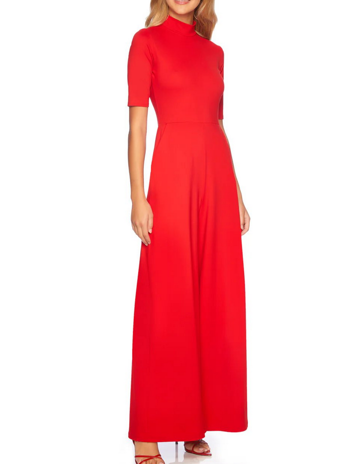 Susana Monaco Short Sleeve Mock Neck Jumpsuit