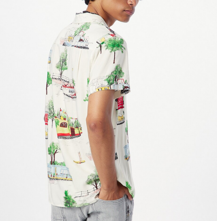 Scotch & Soda MEN Printed Short Sleeve Button Front Camp Shirt