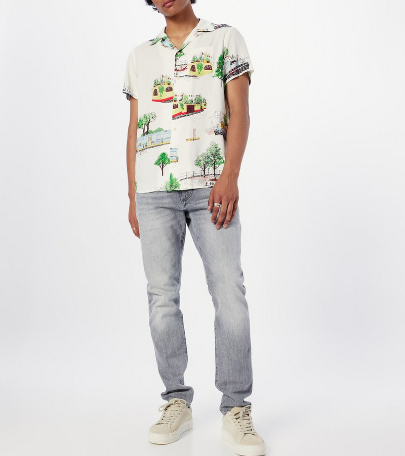 Scotch & Soda MEN Printed Short Sleeve Button Front Camp Shirt
