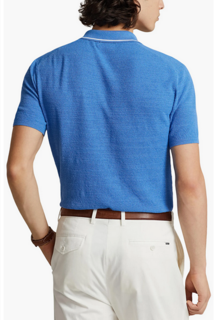 POLO Ralph Lauren MEN Textured Cotton & Linen Johnny Collar Polo