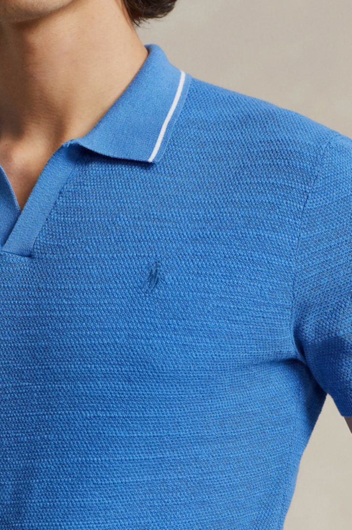 POLO Ralph Lauren MEN Textured Cotton & Linen Johnny Collar Polo