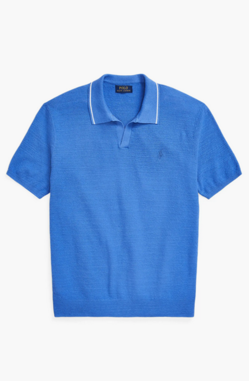 POLO Ralph Lauren MEN Textured Cotton & Linen Johnny Collar Polo