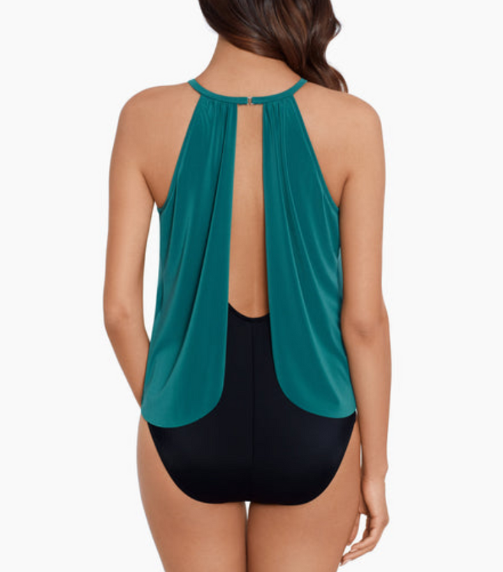 Magicsuit Aubrey Draped Halter One-Piece Swimsuit