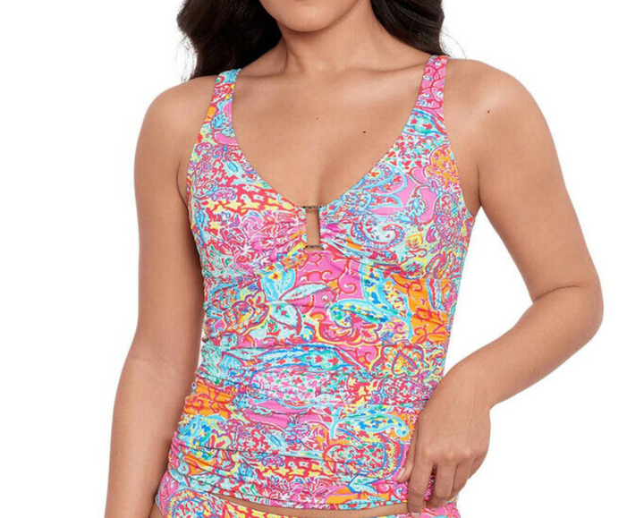 LAUREN RALPH LAUREN Printed Tummy Control Tankini Top