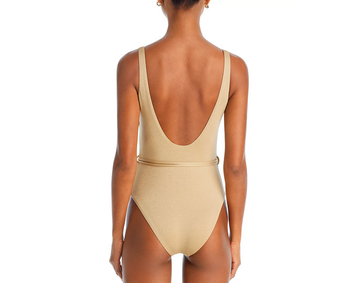 AQUA Swim Plunge Neck One Piece Swimsuit