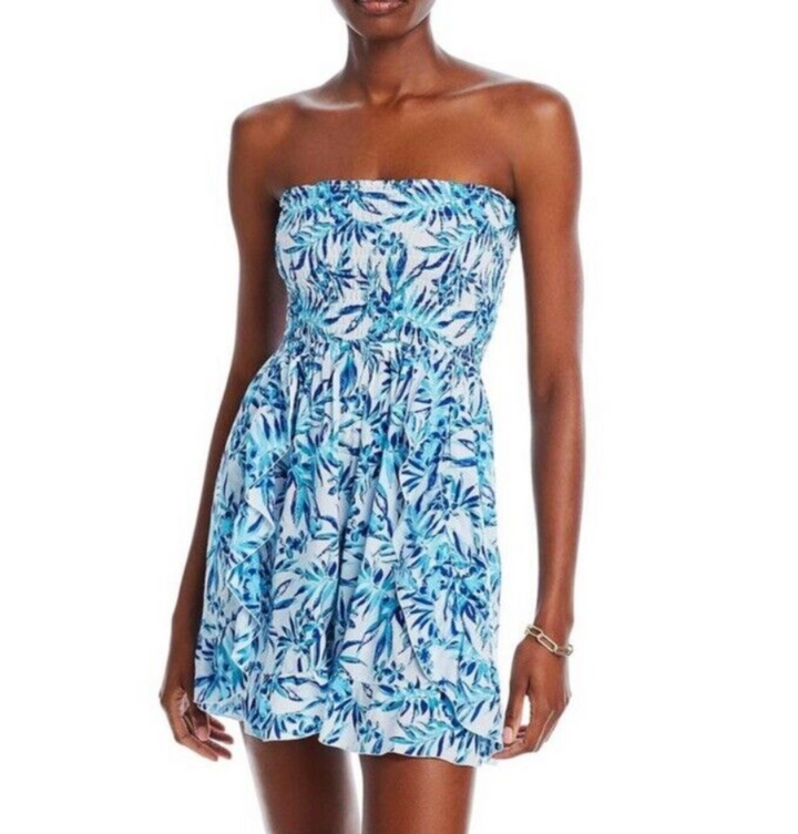 Tiare Hawaii Hoku Printed Strapless Cover Up Mini Dress