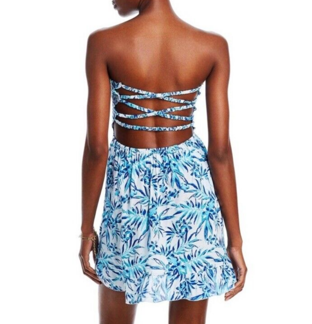 Tiare Hawaii Hoku Printed Strapless Cover Up Mini Dress