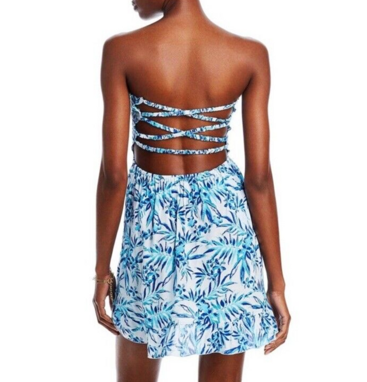 Tiare Hawaii Hoku Printed Strapless Cover Up Mini Dress