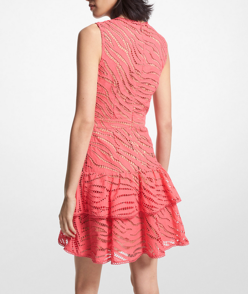 MICHAEL MICHAEL KORS Zebra Eyelet Cotton Ruffle Dress