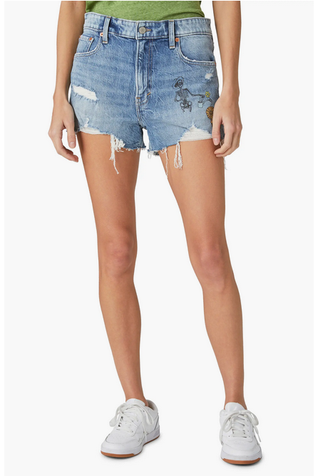 Lucky Brand Lucky Legend Graphic Mid Rise Cutoff Denim Boyfriend Shorts