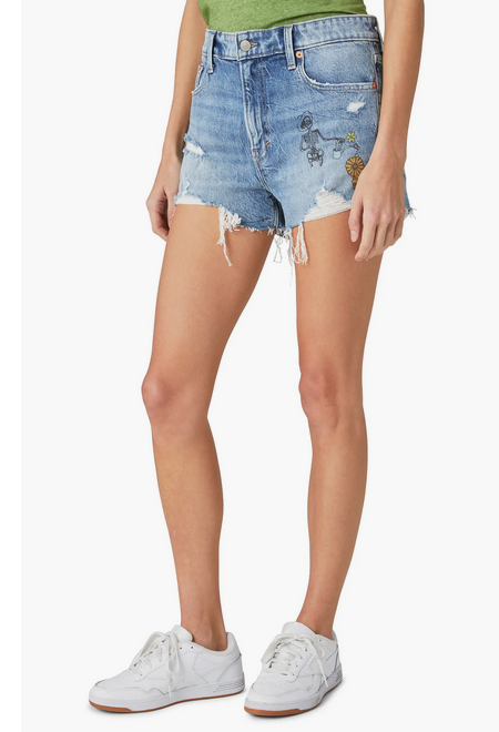 Lucky Brand Lucky Legend Graphic Mid Rise Cutoff Denim Boyfriend Shorts