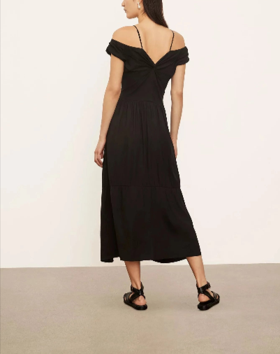 Vince Twist Off the Shoulder Midi .Dress.