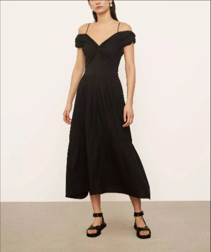 Vince Twist Off the Shoulder Midi .Dress.