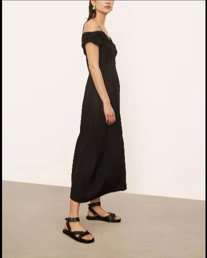 Vince Twist Off the Shoulder Midi .Dress.