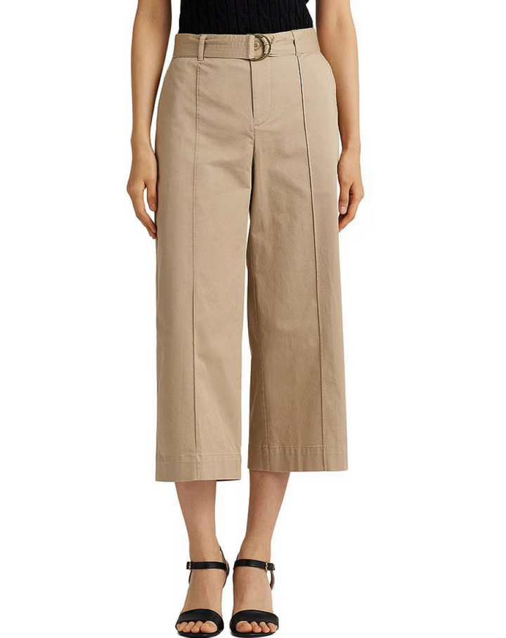 LAUREN RALPH LAUREN Micro-Sanded Twill Belted Wide-Leg Pants