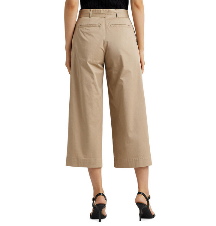 LAUREN RALPH LAUREN Micro-Sanded Twill Belted Wide-Leg Pants