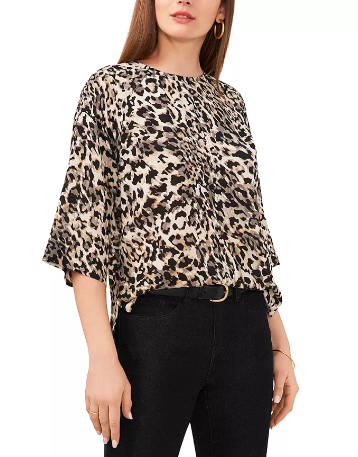 VINCE CAMUTO Printed Round Neck Top