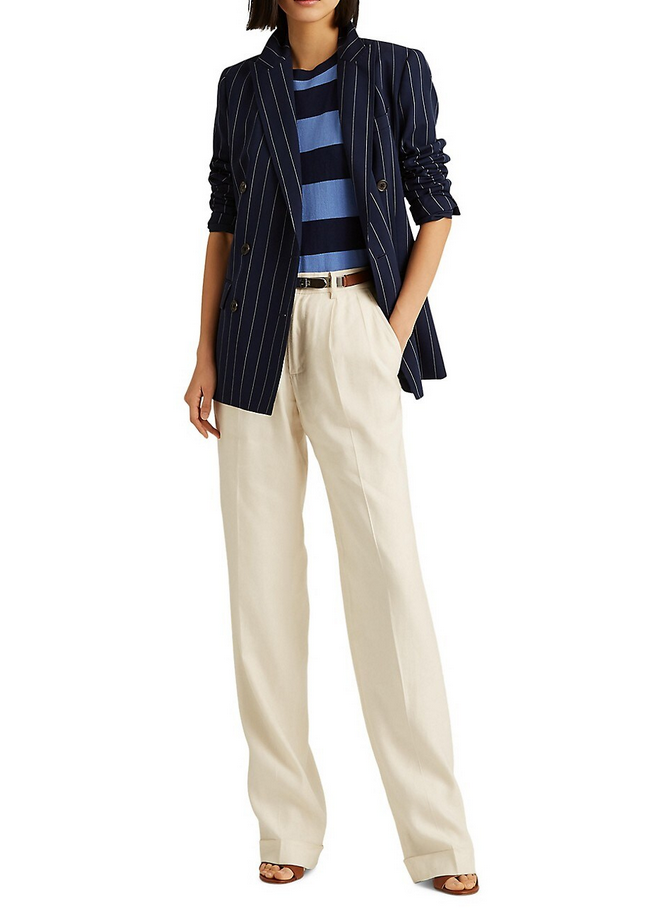 LAUREN RALPH LAUREN Stretch-Wool Crepe Pinstripe Blazer