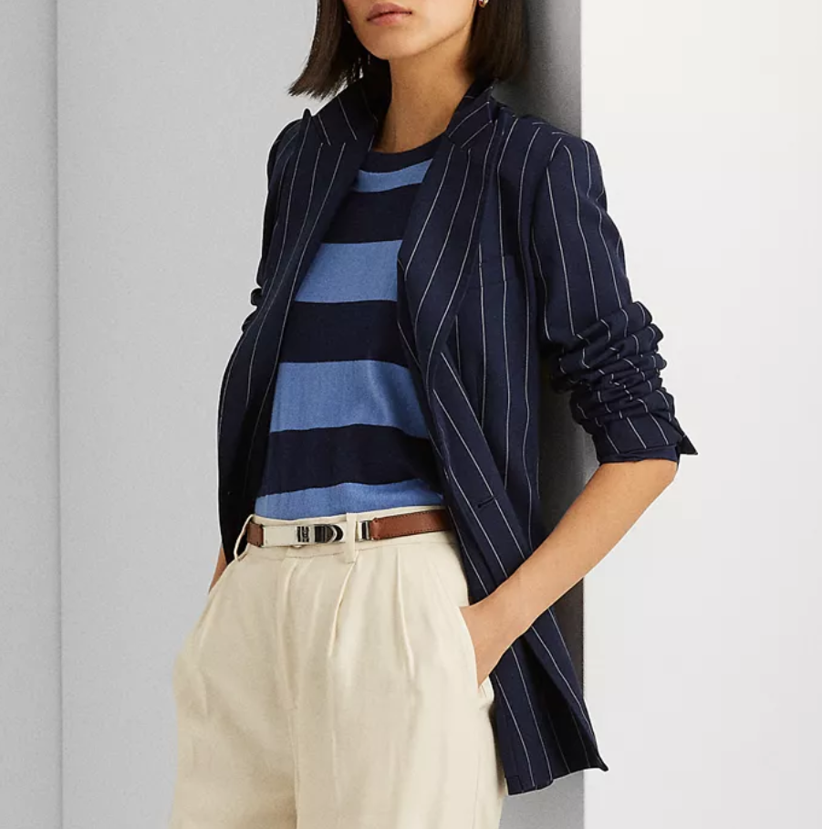 LAUREN RALPH LAUREN Stretch-Wool Crepe Pinstripe Blazer