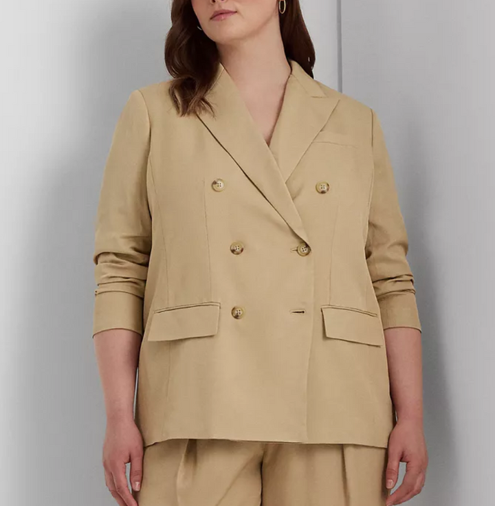 LAUREN RALPH LAUREN Plus Size Double-Breasted Lightweight Blazer