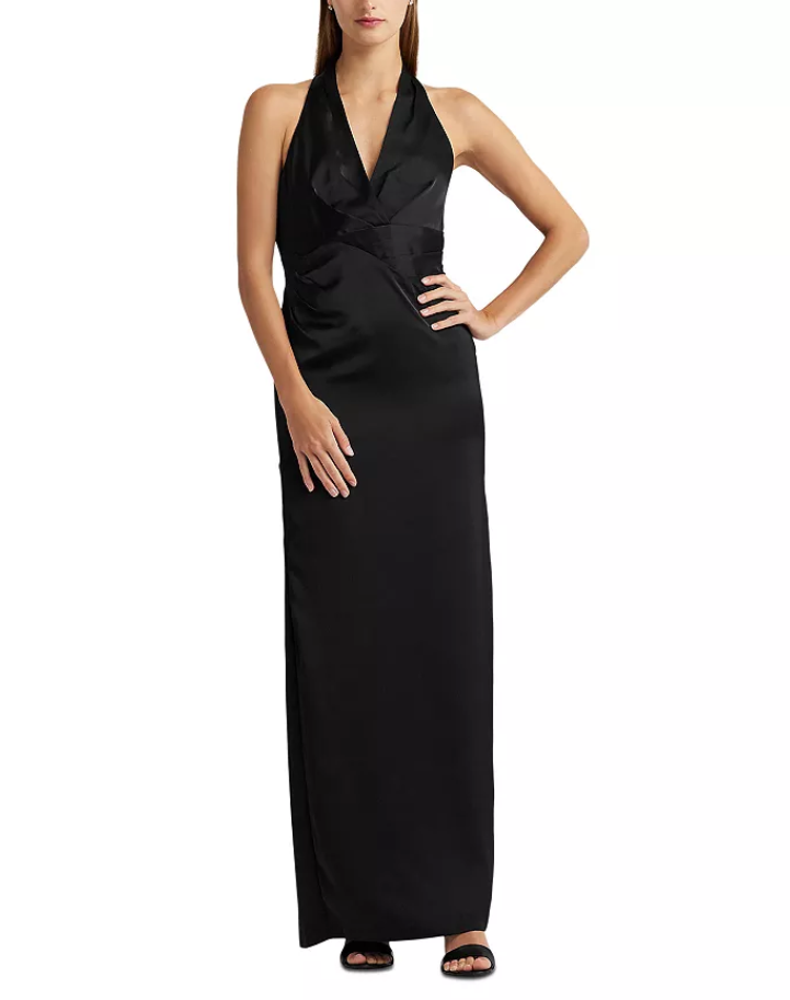 LAUREN RALPH LAUREN Satin Pleated Gown