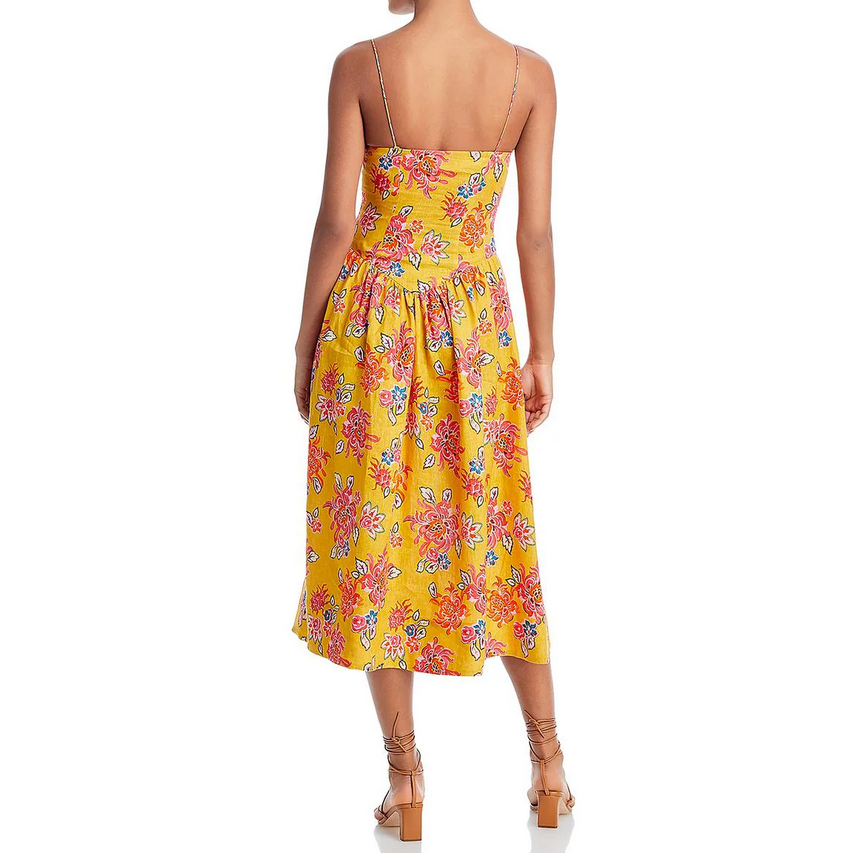 RHODE Sophie Sleeveless Floral Print Midi Dress