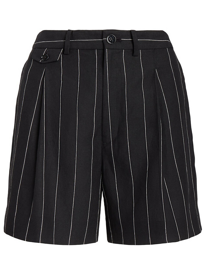 LAUREN RALPH LAUREN Pinstripe Pleated Linen Shorts