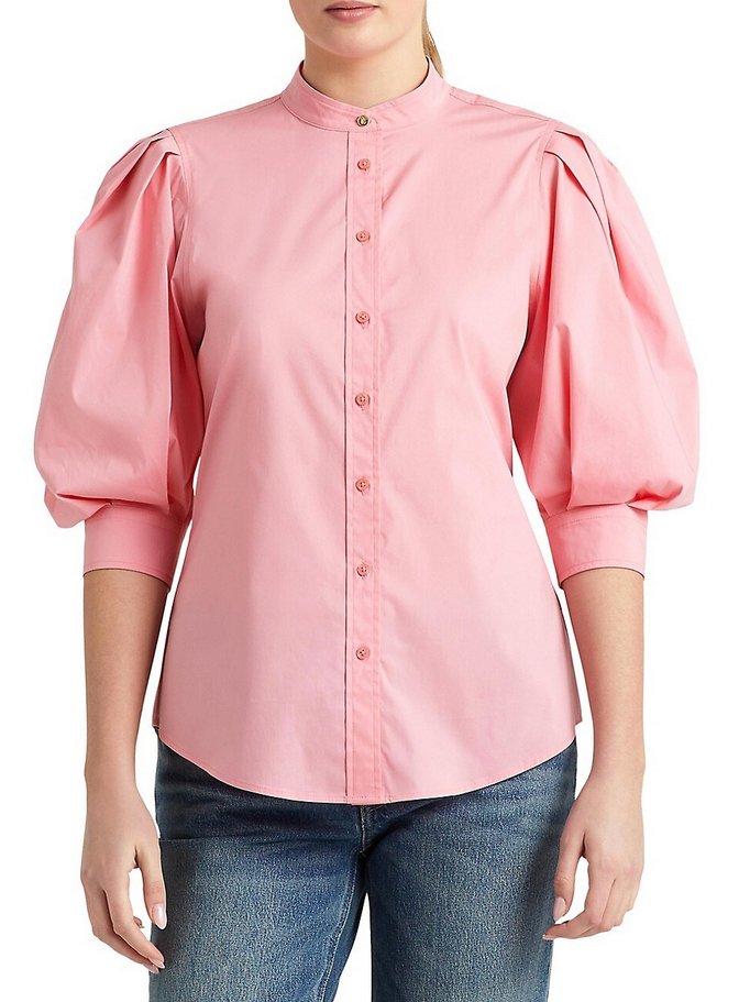 LAUREN RALPH LAUREN Cotton Blouson-Sleeve Shirt
