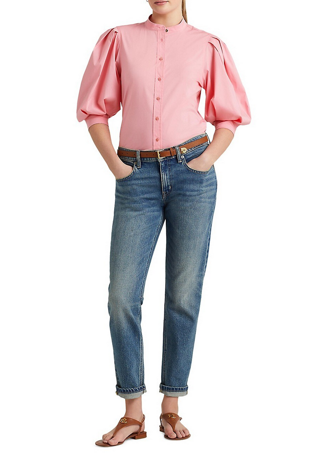 LAUREN RALPH LAUREN Cotton Blouson-Sleeve Shirt