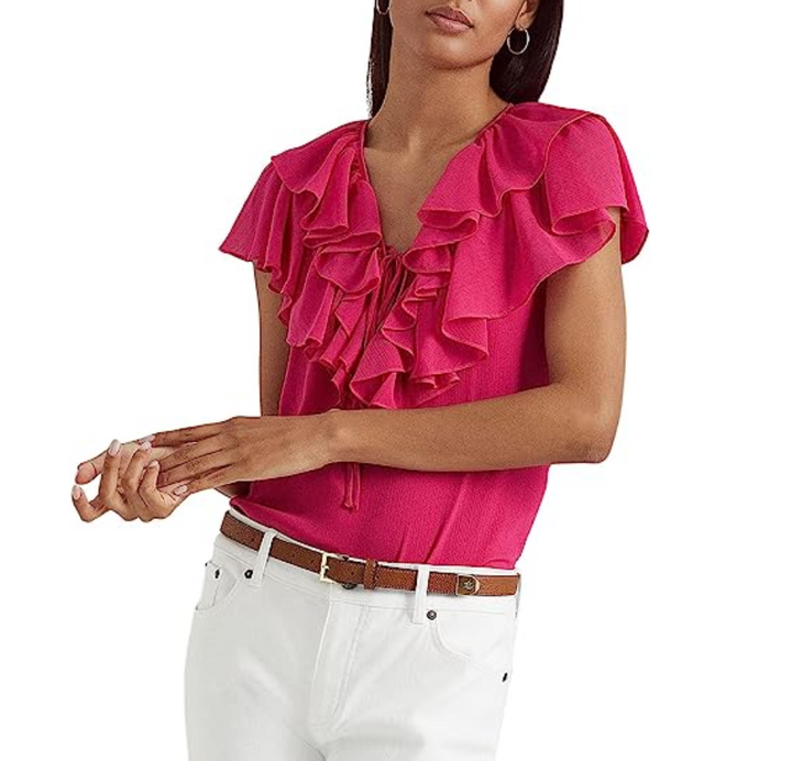 LAUREN RALPH LAUREN Ruffle-Trim Georgette Blouse