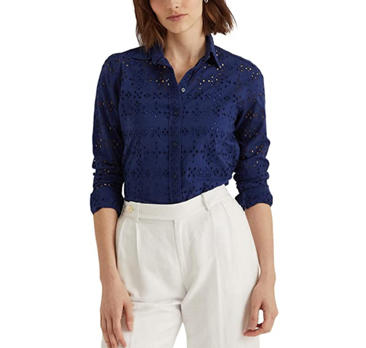 LAUREN RALPH LAUREN Eyelet Cotton Shirt