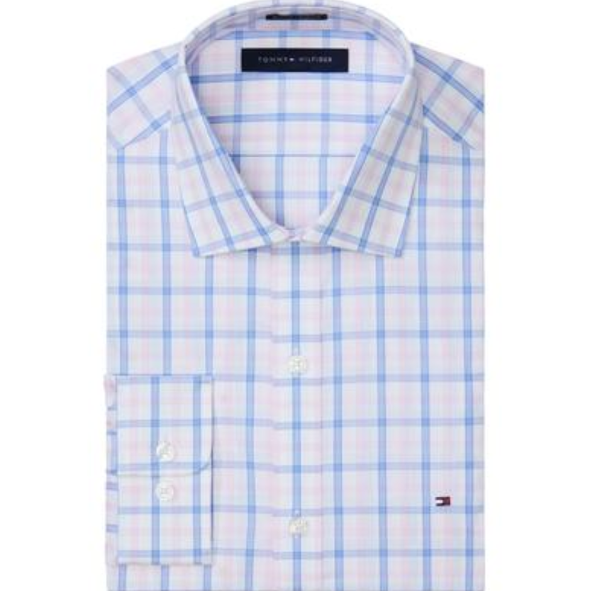 Tommy Hilfiger MEN's Slim-Fit Performance Stretch Check Dress Shirt