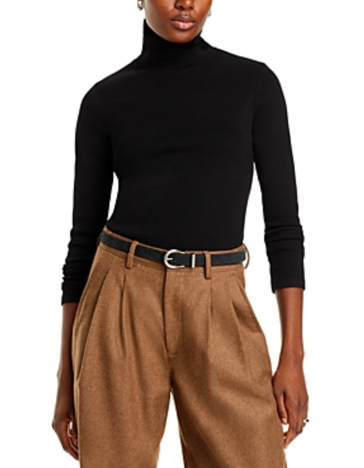Donni Ribbed Jersey Turtleneck Top