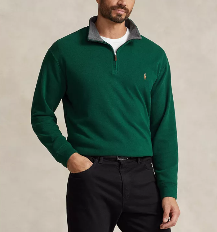 Polo Ralph Lauren MEN's Big & Tall Estate-Rib Quarter-Zip Pullover