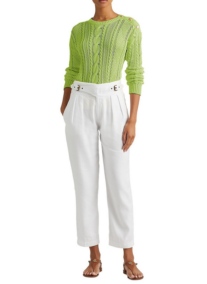LAUREN RALPH LAUREN Aran-Knit Cotton Long Sleeve Sweater
