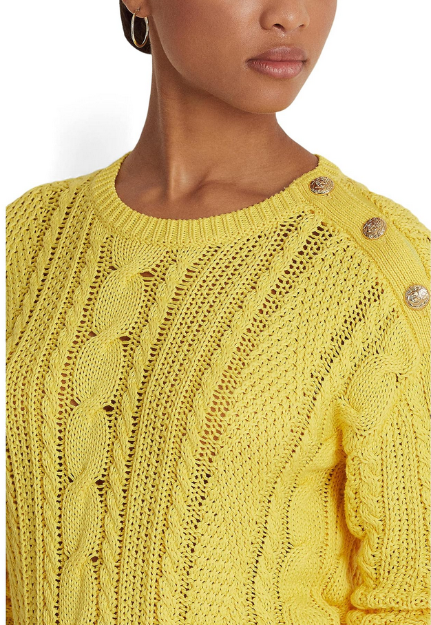 LAUREN RALPH LAUREN Aran-Knit Cotton Long Sleeve Sweater