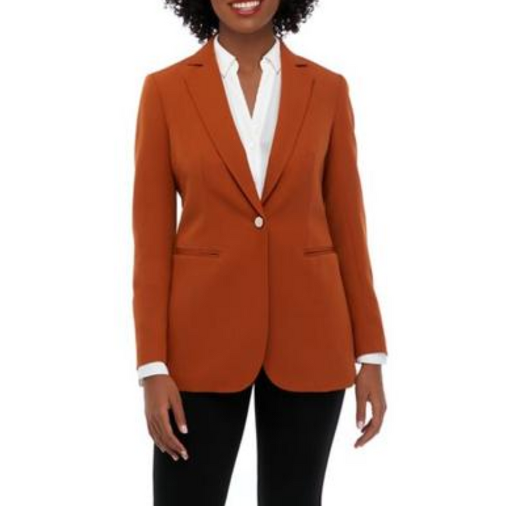 Anne Klein Stretch One Button Notch Collar Jacket