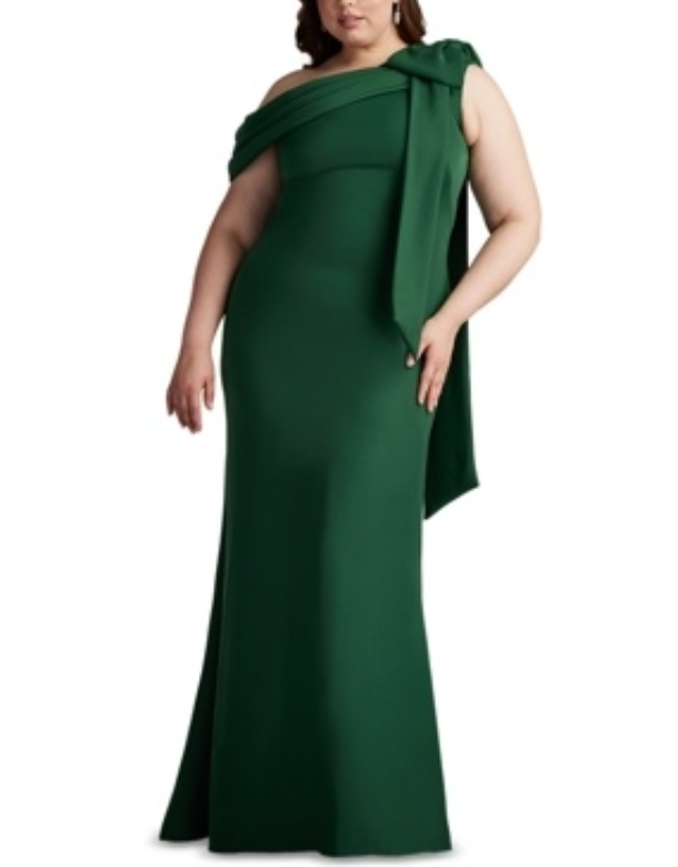 Tadashi Shoji One Shoulder Crepe Gown