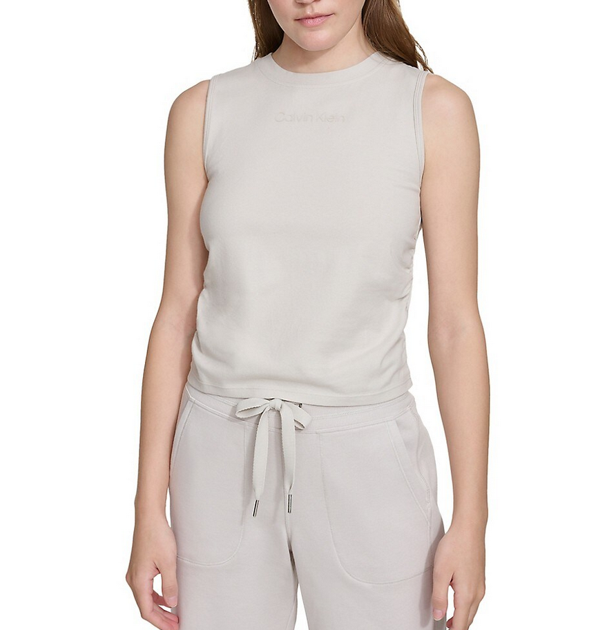 Calvin Klein Ruched Crewneck Logo Tank Top