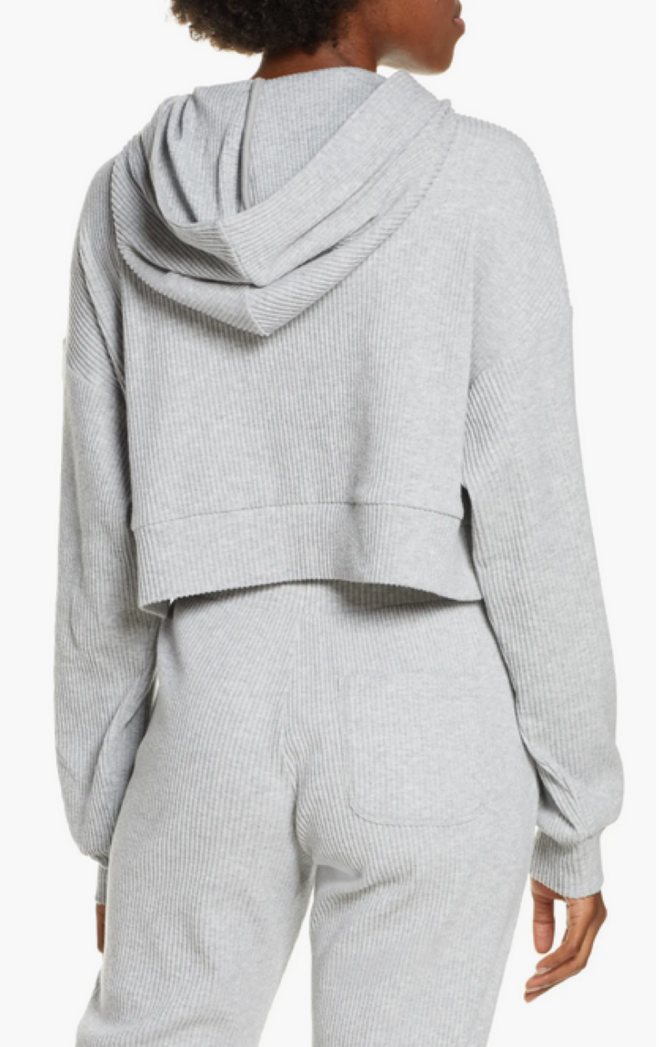 Alo Yoga Muse Rib-Knit Hooded Sweatshirt