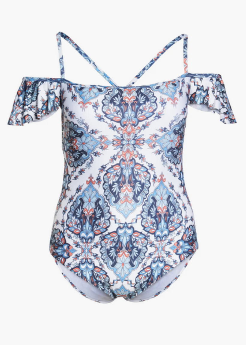 Becca ETC Plus Size Off-The-Shoulder One-Piece Swimsuit