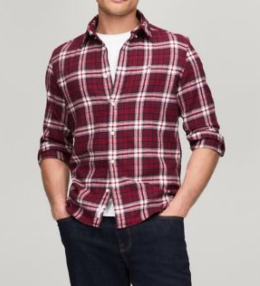 Tommy Hilfiger MEN Regular-Fit Brushed Plaid Shirt