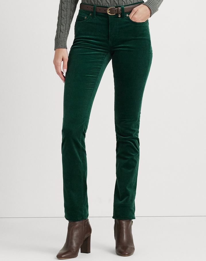 LAUREN RALPH LAUREN Stretch Corduroy Mid-Rise Straight Pants