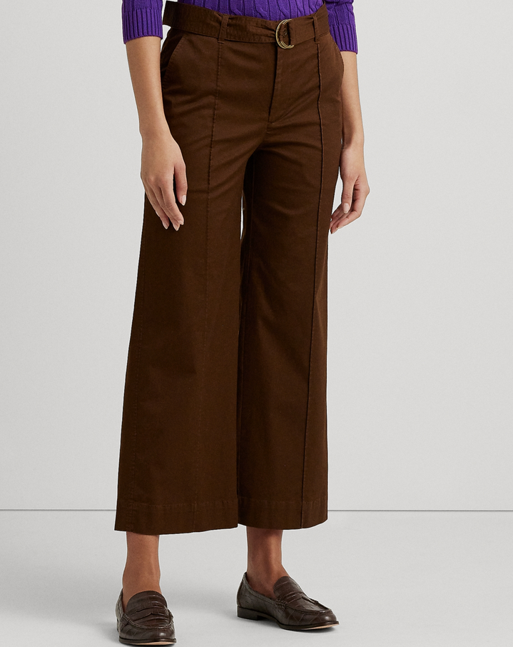 LAUREN RALPH LAUREN Micro-Sanded Twill Belted Wide-Leg Pants