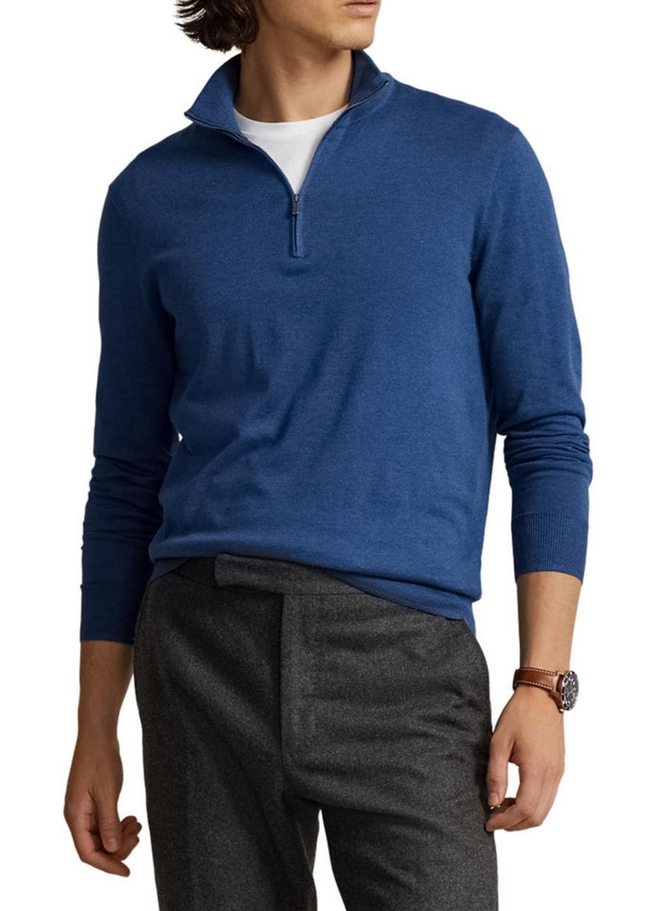 POLO RALPH LAUREN MEN Cotton Quarter Zip Mock Neck Sweater