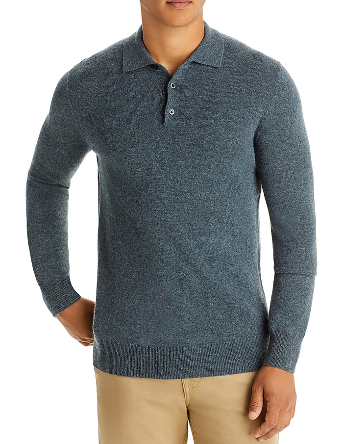 The Men's Store Cashmere Three Button Polo Sweater