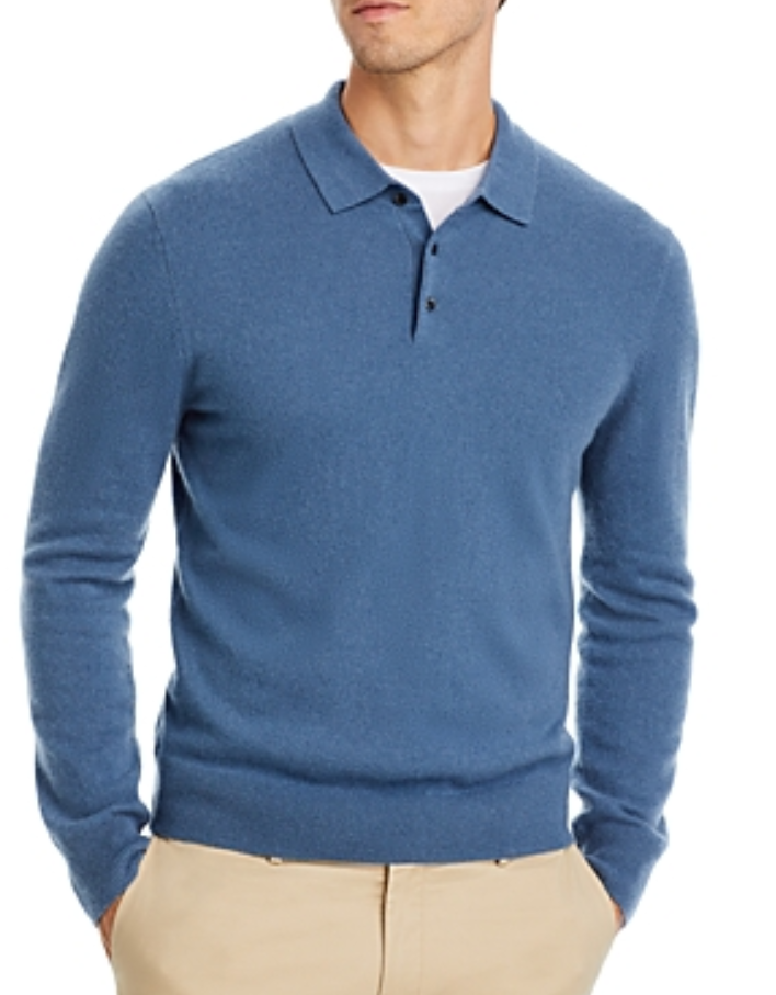 The Men's Store Cashmere Three Button Polo Sweater