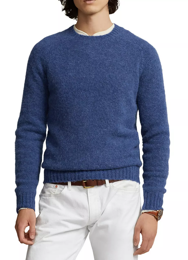 POLO Ralph Lauren MEN Suede Elbow Patch Crewneck Sweater