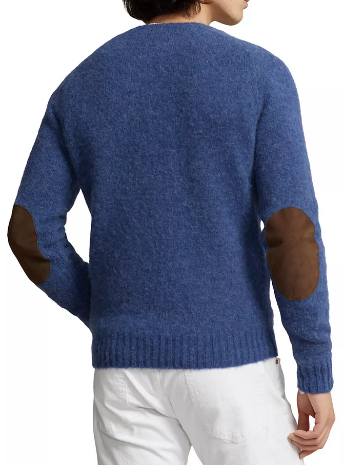 POLO Ralph Lauren MEN Suede Elbow Patch Crewneck Sweater