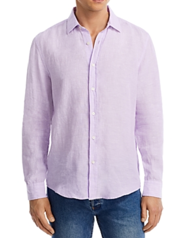 The Men's Store Linen Yarn-Dyed Solid Shirt